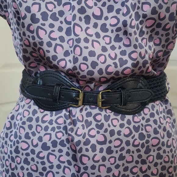 Vintage Y2K PAPAYA Belted Gray Pink Animal Print Dress MEDIUM - Picture 9 of 10